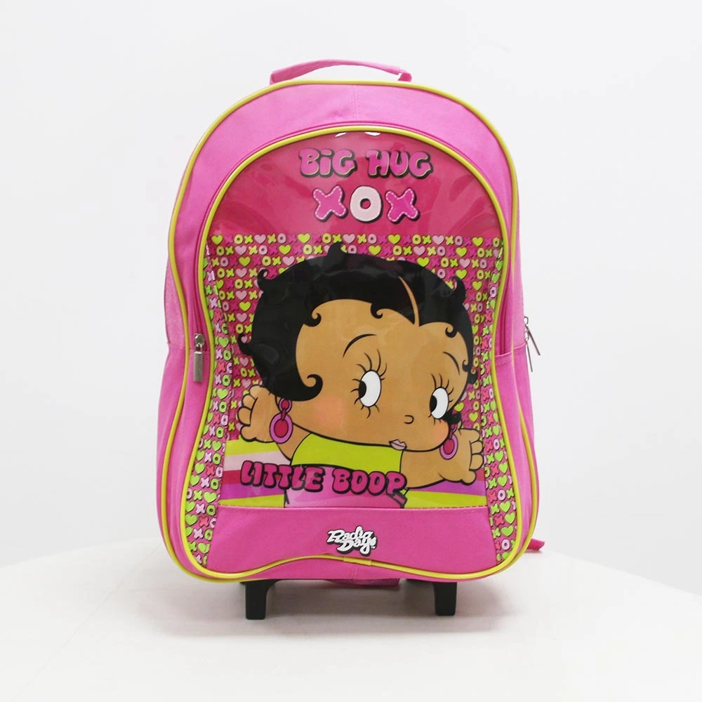 Custom Display Supermarket Cartoon Functional Shoulder Stationery Girls Student Kids Rolling Wheeled Trolley Pen Pencil Case Cooler Lunch Bag Back School Bags