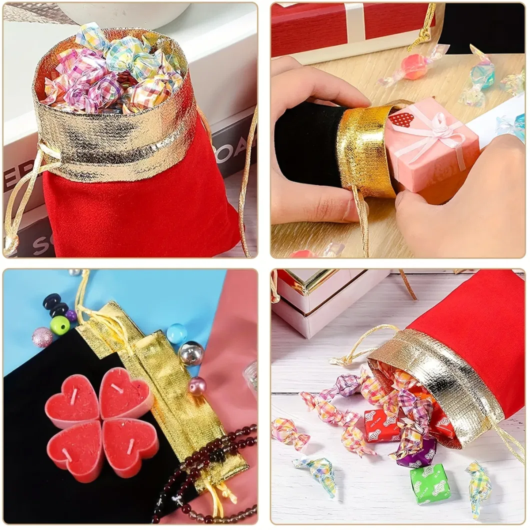 Wholesale Flannel Drawstring Bag Jewelry Velvet Pouch for Candy Gift Packaging Bag