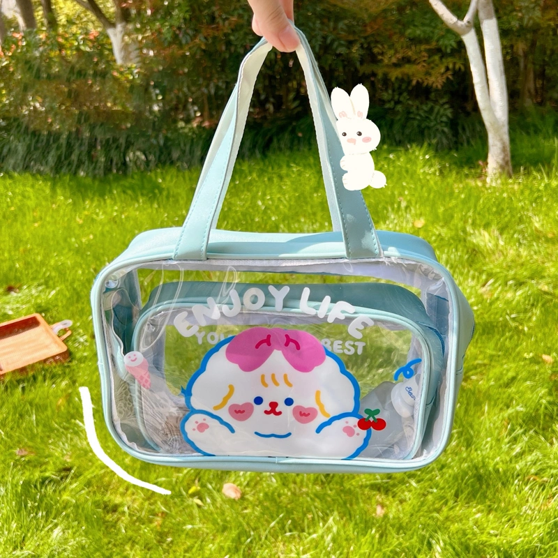 Waterproof Toiletries Storage Bag Travel Handbags Transparent PVC Cosmetic Zipper Clear Tote Bag