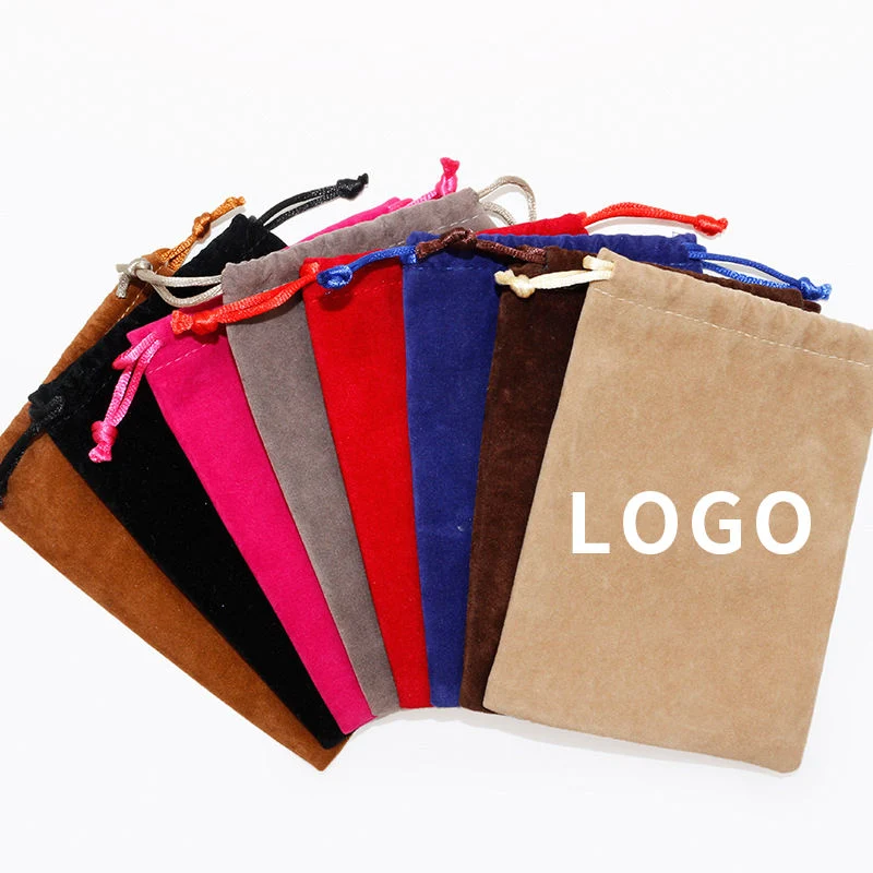 Wholesale Large Drawstring Velvet Dust Shoe Bag Black Velvet Pouch Custom Logo