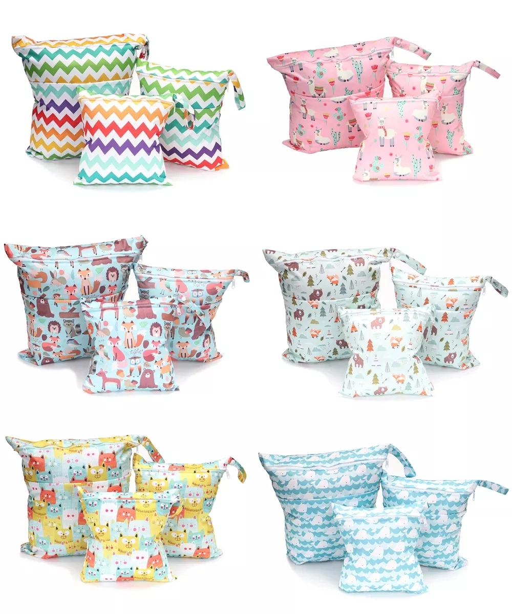 Mini Diaper Bag Printed Cute Buttons Wet and Dry Bag Waterproof Diaper Bag Reusable Diaper Bag