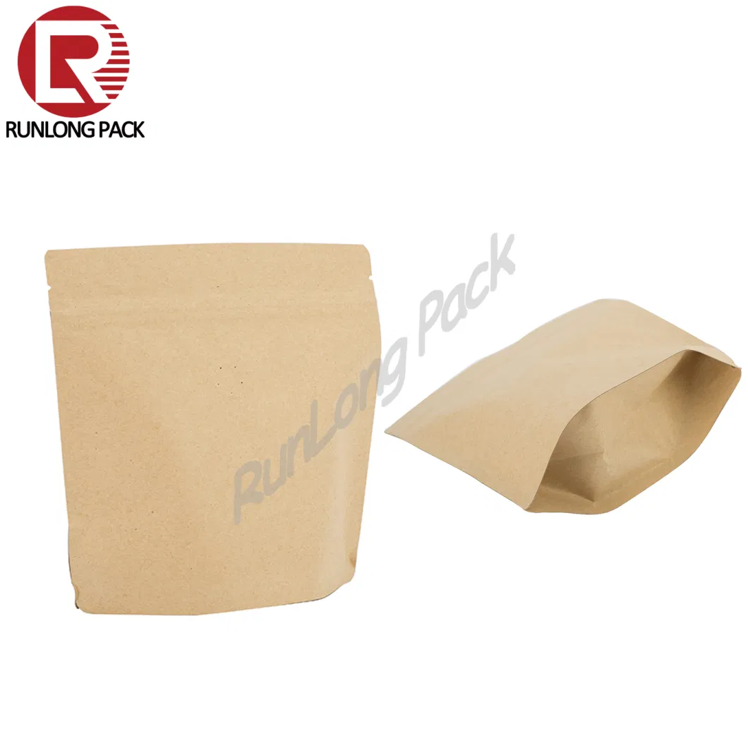 Premium Natural Kraft Paper Stand-up Pouch with Window for Maca Powder, Brown Color