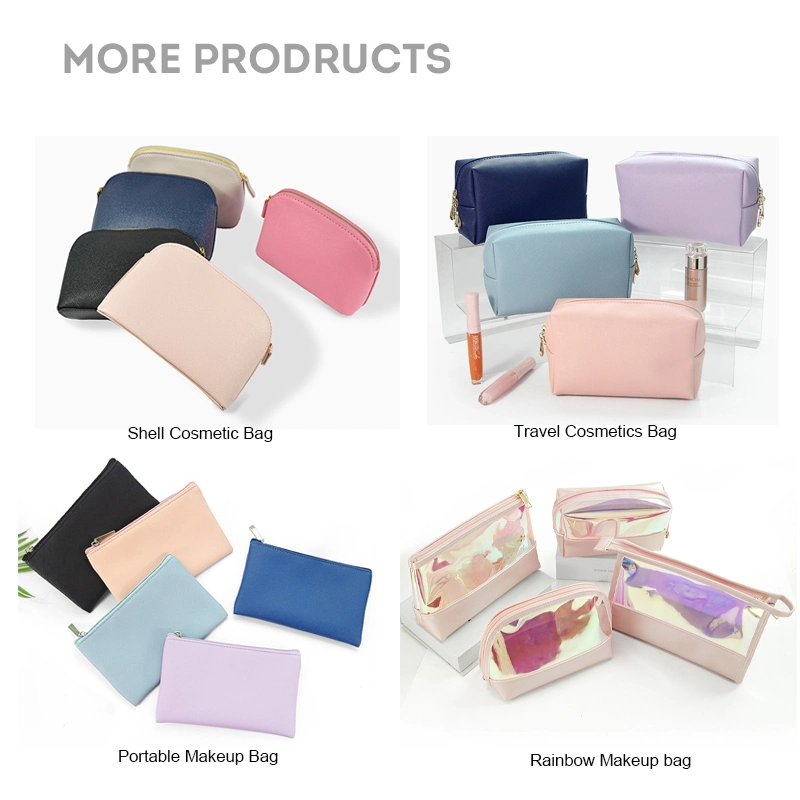 Factory Custom Logo Women PVC Makeup Cosmetic Pouch Travel Promotional Leather PU Cosmetic Bag