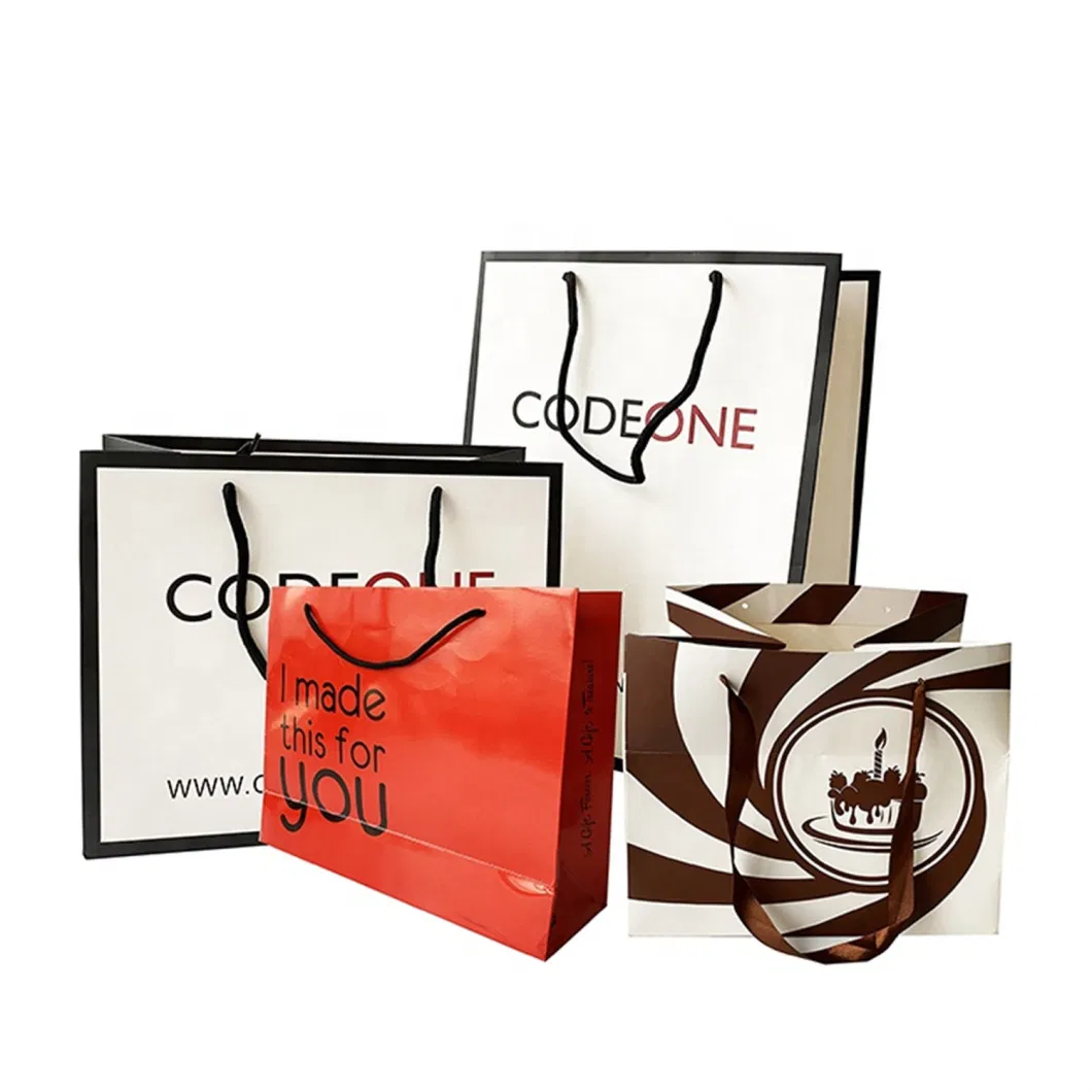 Customized Logo Handle Luxury Cosmetic Shoes Gift Shopping Packaging Art Paper Bag