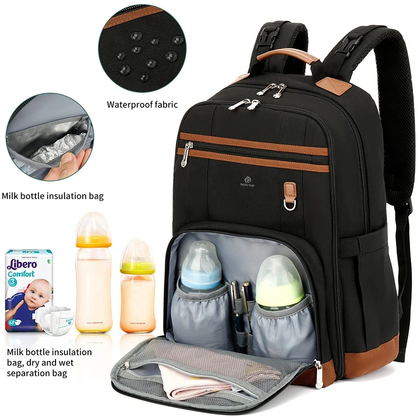 Large Capacity Backpack for Mom Travel Baby Bags for Boys Girls with Insulated Pocket Stroller Straps Baby Diaper Bag
