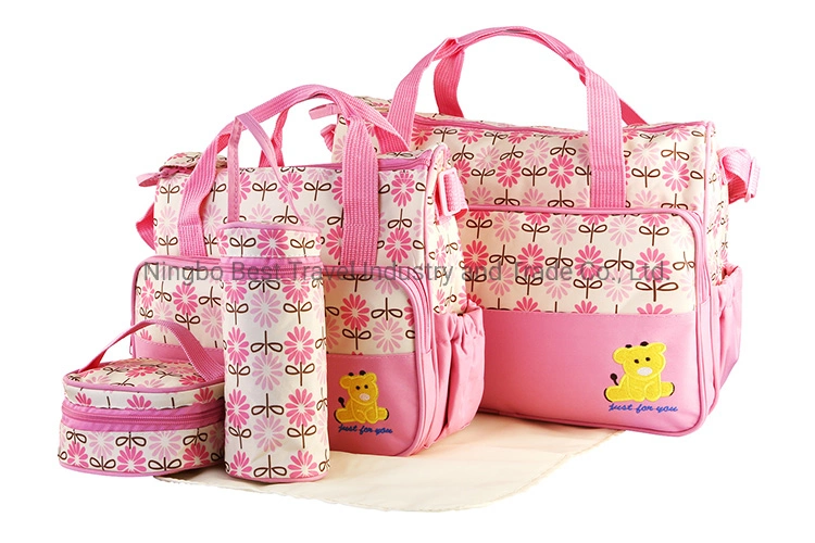 5 PCS Fashion Baby Diaper Bag Multifunctional Nappy Bag Hospital Mommy Maternity Nursing Diaper Changing Bag