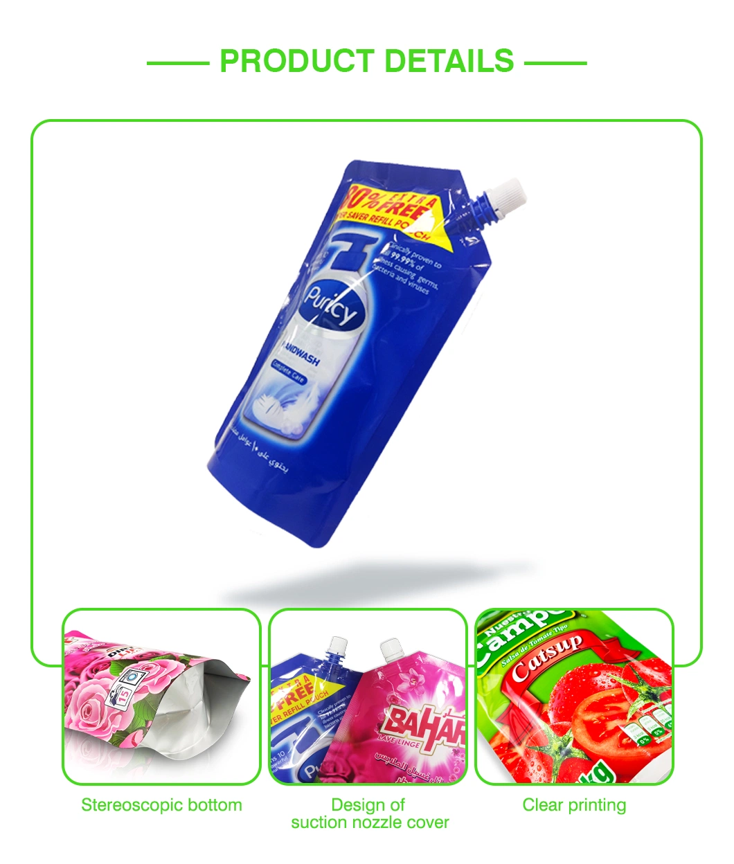 Customized Printing Stand up Spout Pouch for Food Juice Drink Water Packaging