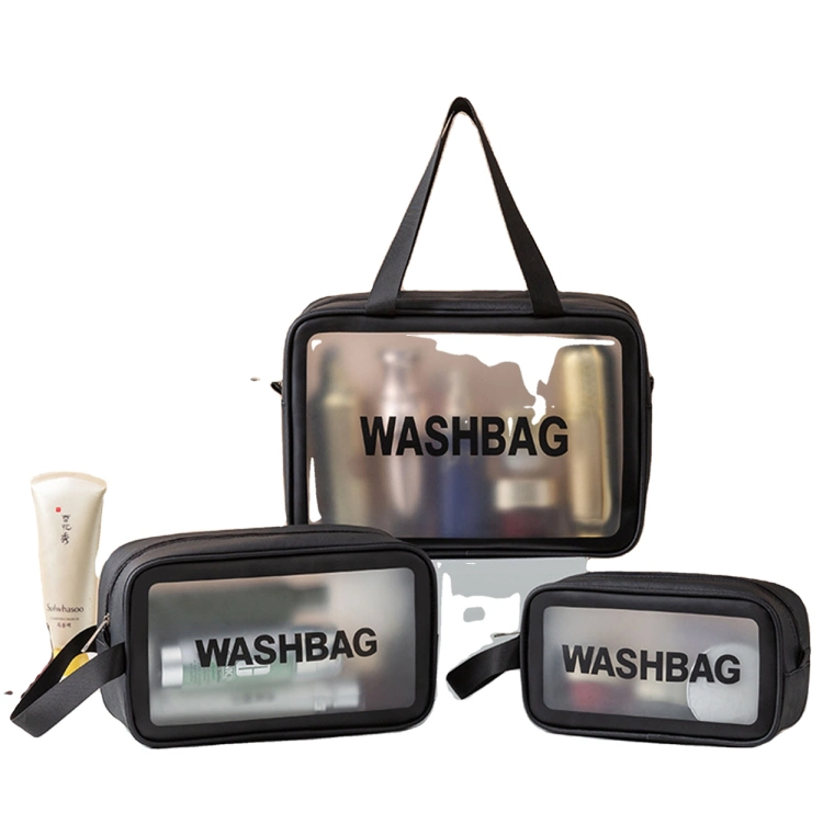 Promotion 100% Recycled Clear Makeup Cosmetic Bag PVC Waterproof Toiletry Organizer Bag for Travel Transparent Zip up Small Pouch Bag