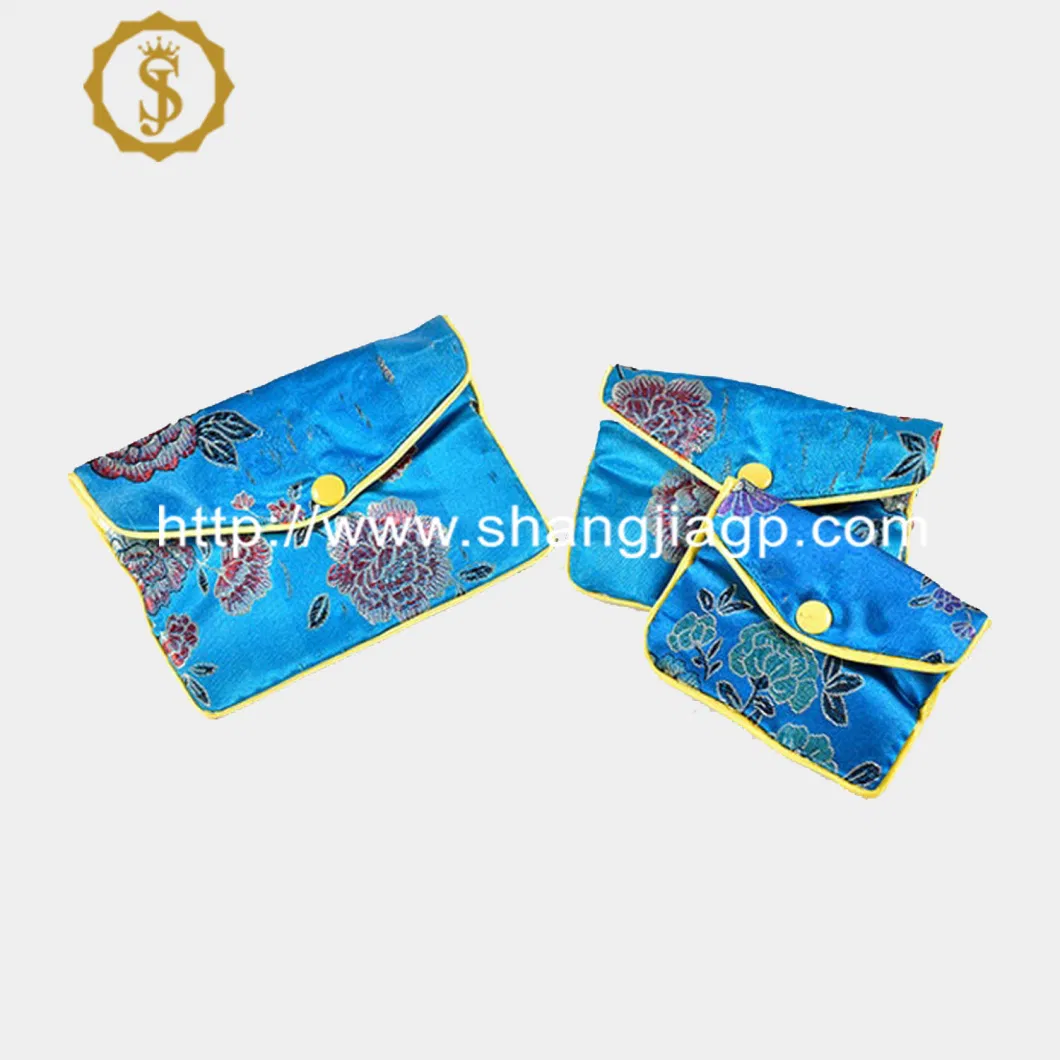 Wholesale China Style Custom Logo Printed Satin Jewelry Pouches with Zipper