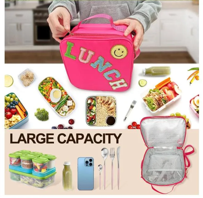 Kids Lunch Box Insulated Tote Bag Mini Cooler Back to School Nylon Shoulder Cooler Bags for Lunch