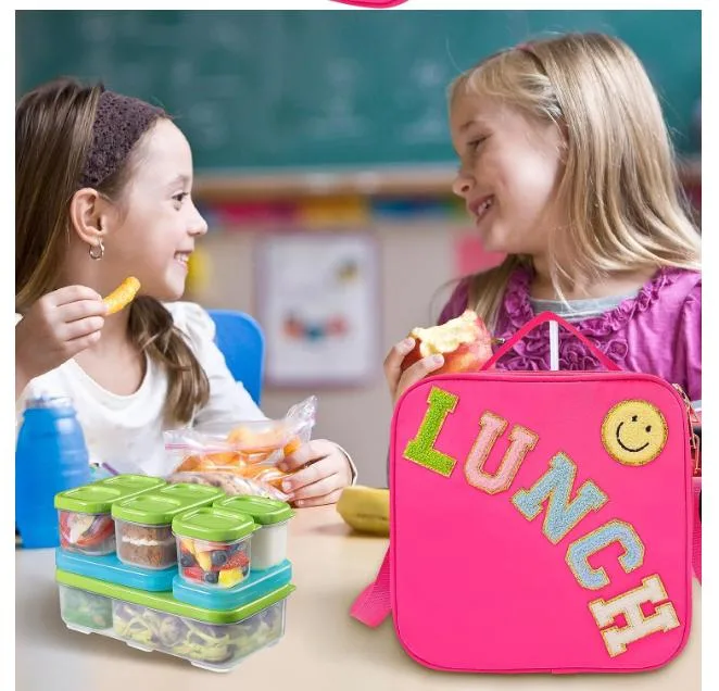 Kids Lunch Box Insulated Tote Bag Mini Cooler Back to School Nylon Shoulder Cooler Bags for Lunch