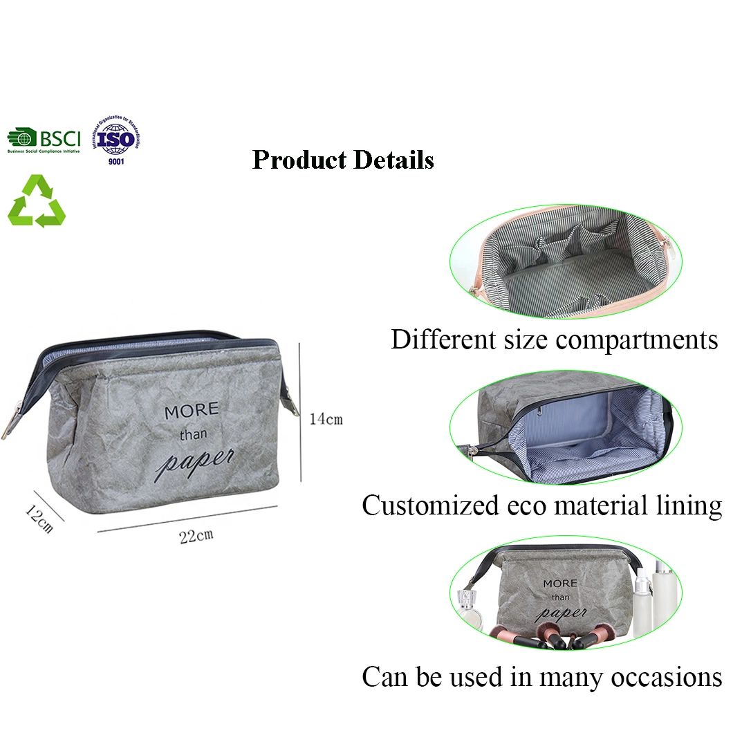 BSCI Lvmh ISO Factory Eco Organizer Zipper Tyvek Toiletry Makeup Bag Pouch