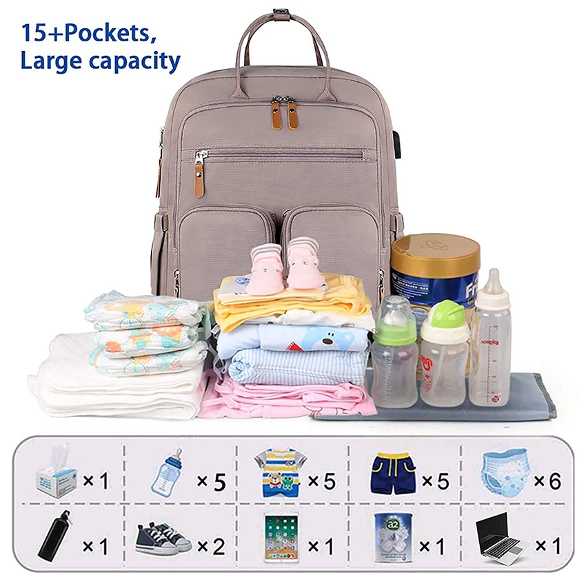 Nappy Baby Bags for Mom and Dad Maternity Diaper Bag for Girls, Large Capacity Waterproof Bag with USB Charging Port, Insulated Pockets Changing Pad Stroller St