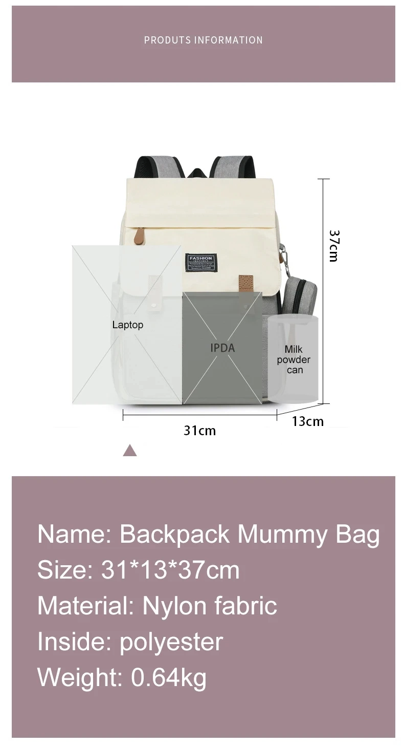 Wonderful Large Capacity Unisex Diaper Bag Stylish Waterproof Backpack Baby Nappy Bag for Boys/Girls