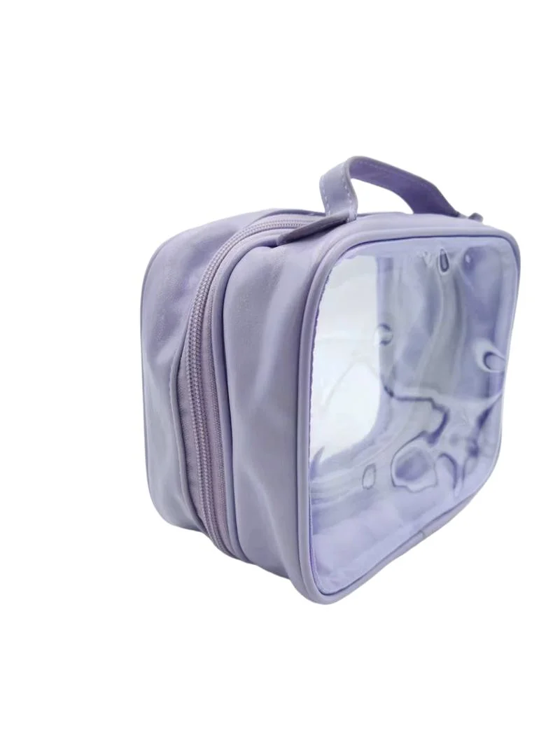 Fashion Clear PVC with Soft PU Trim Pouch