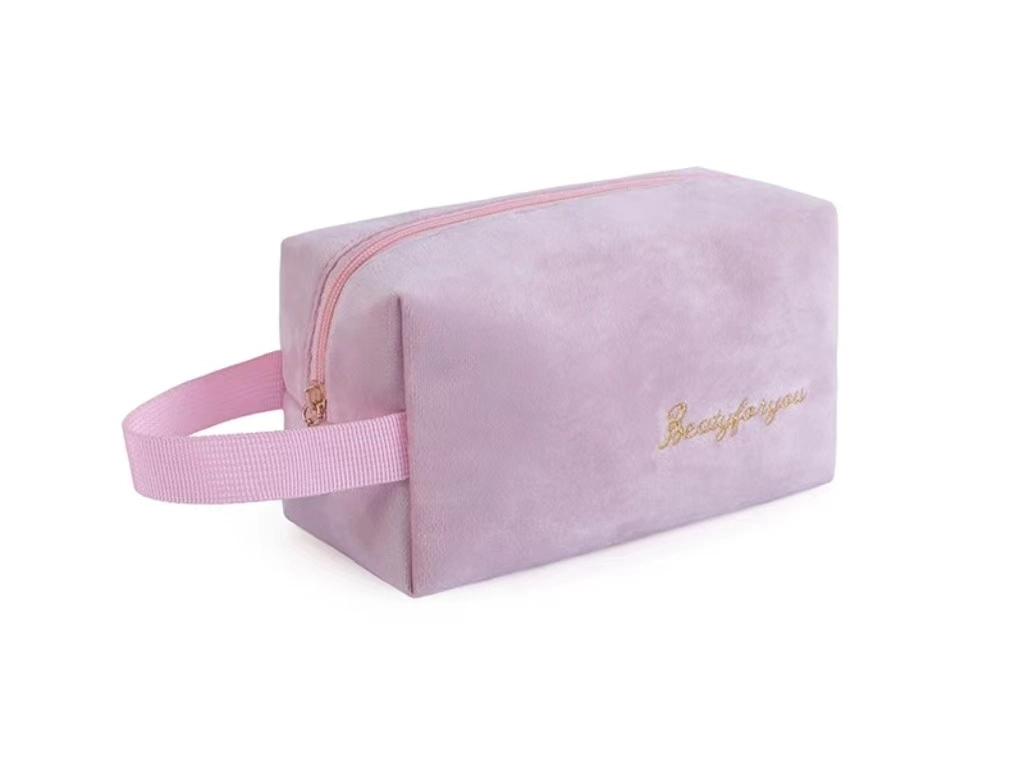 Flannel Soft Custom Embroidered Storage Bag Cosmetic Makeup-Bag