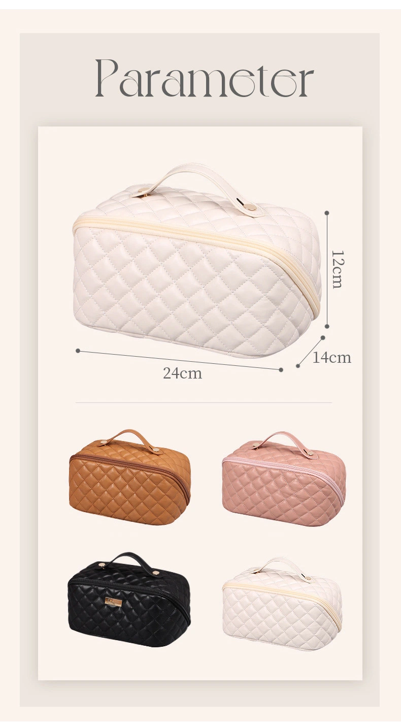 Fashion PU Leather Luxury Diamond Design Makeup Bag Travel Women Cosmetic Pouch Bag