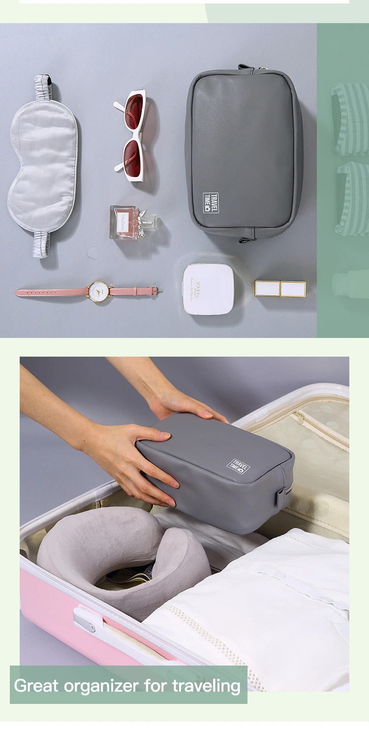 Leather Travel Cosmetic Packaging Bag Waterproof Toiletries Bag Transparent Zipper PVC Cosmetic Makeup Organizer Bag for Man