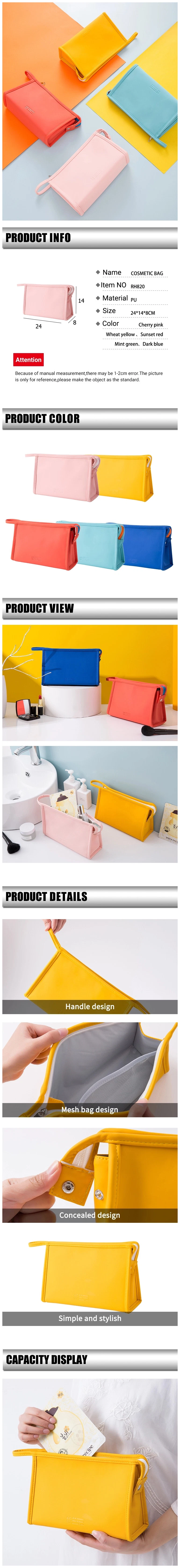 Factory OEM Toiletry Cute Portable Travel PU Leather Makeup Pouch