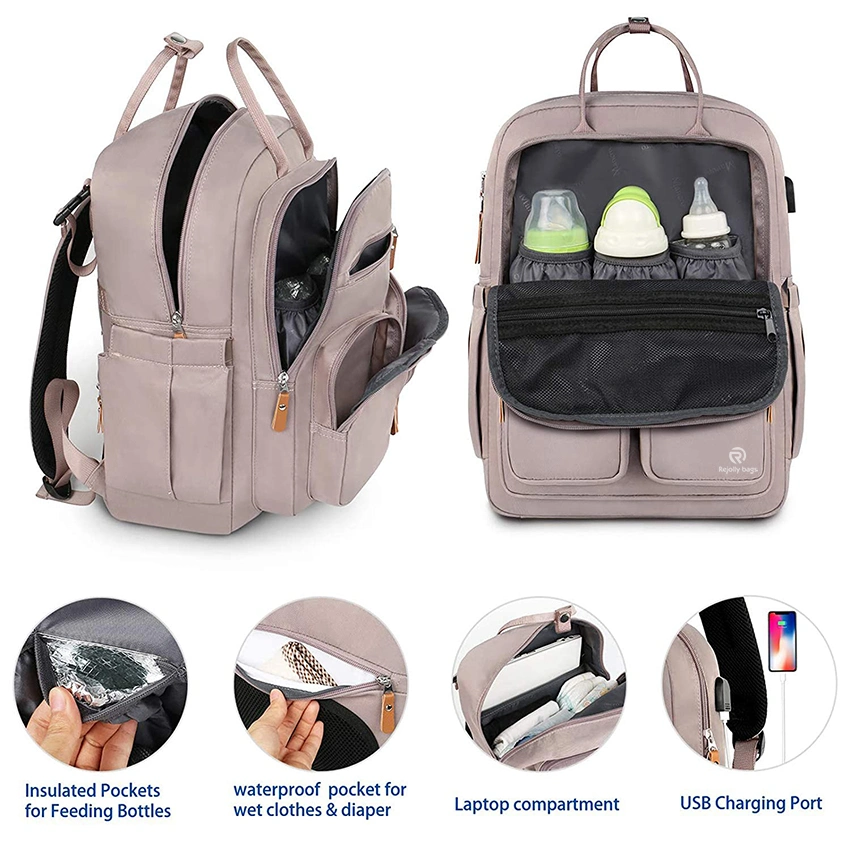 Nappy Baby Bags for Mom and Dad Maternity Diaper Bag for Girls, Large Capacity Waterproof Bag with USB Charging Port, Insulated Pockets Changing Pad Stroller St