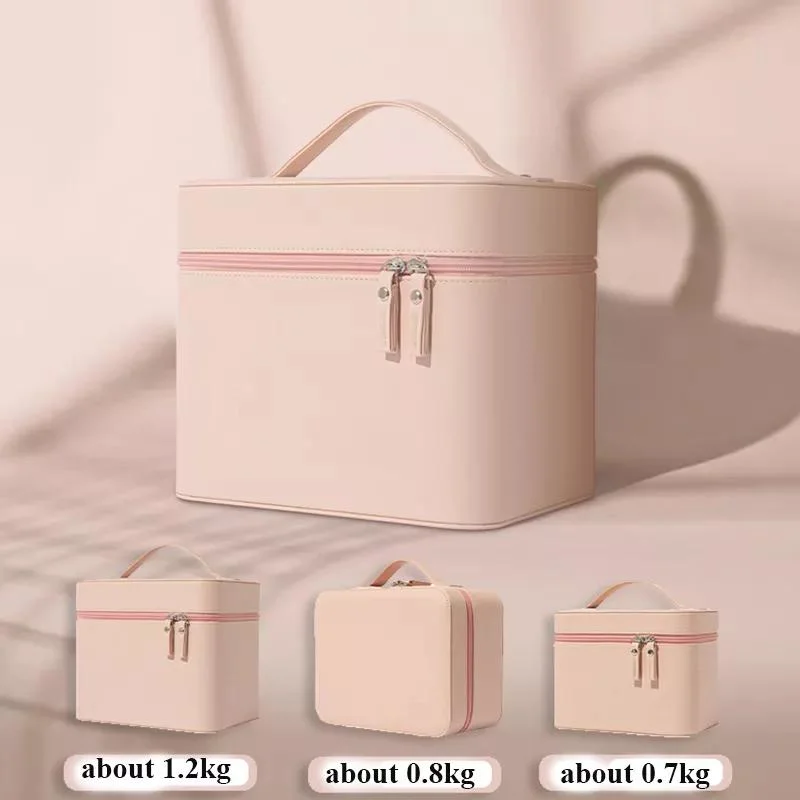 Manufacturer Travel Makeup Hard Case Pink with Mirror Large Mini Professional Custom PU Leather Cosmetic Bags&amp; Cases