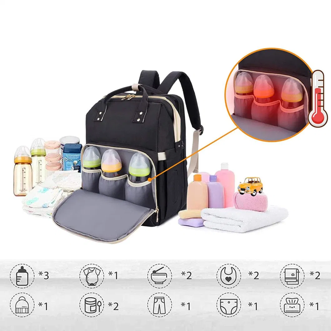 Diaper Bag Backpack with 5 in 1 Baby Diaper Bags for Girl and Boy Travel Foldable Baby Bed Multi Function