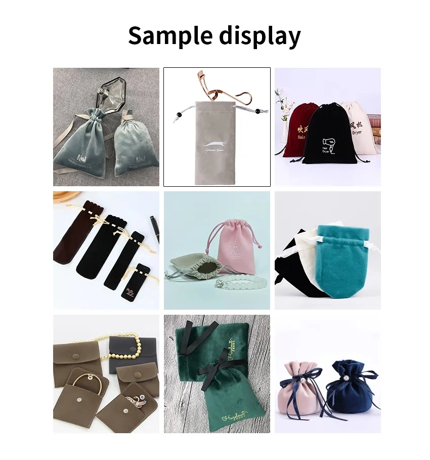 Custom Printed Suede Drawstring Jewelry Velvet Pouches