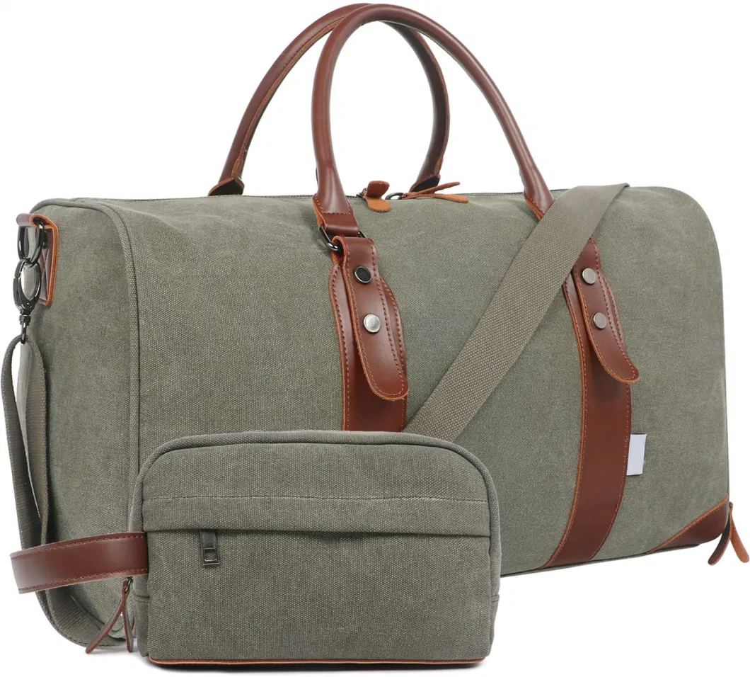 Custom Canvas Leather Weekender Overnight Travel Carry on Tote Bag Duffle Bag