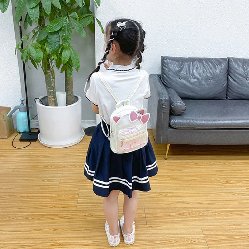 Factory Directly Supply Backpacks School PU Kids Bag Bowknot Bling Mochila