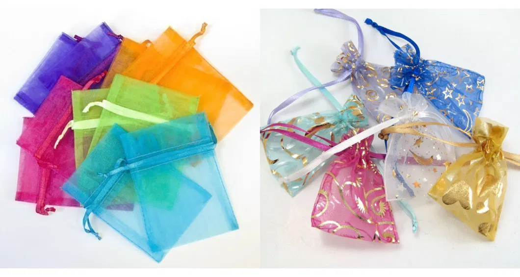 Wholesale Clear Cosmetic Sheer Drawstring Custom with Logo Gift Organza Bag