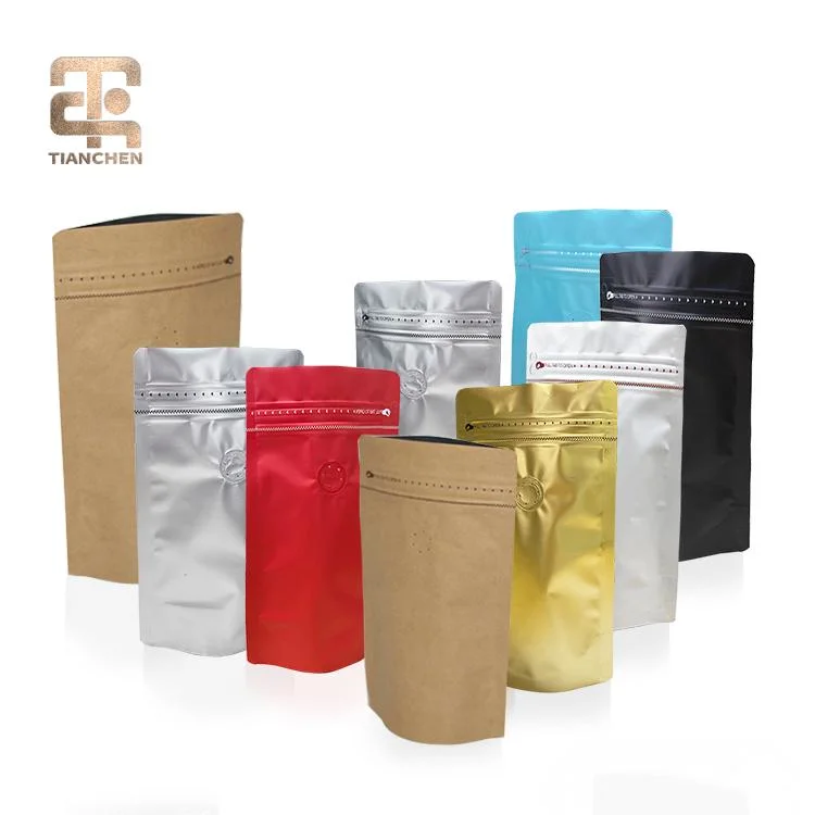 Plastic Bags Manufacturing Coffee Bean Packaging Doypack Aluminum Zip Pouch
