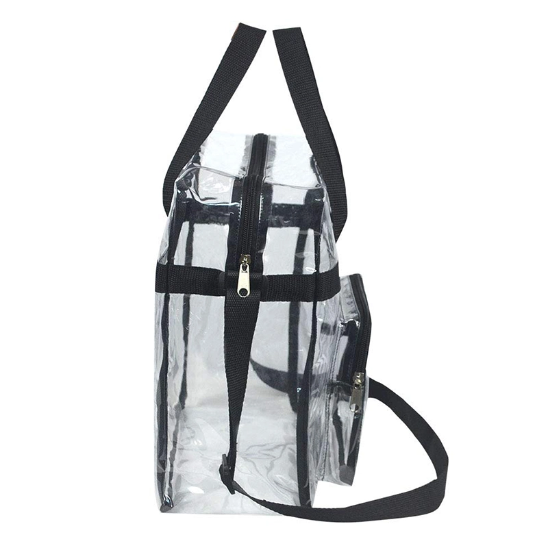 Wholesale Transparent PVC Shoulder Bag with Costom Logo Tote Bag Security Travel Gym Clear Bag Adjustable Shoulder Strap Waterproof Bag