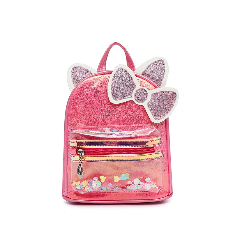 Factory Directly Supply Backpacks School PU Kids Bag Bowknot Bling Mochila