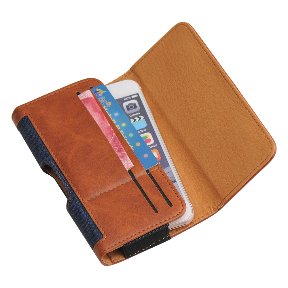 Universal Horizontal Oxford Canvas Fabric PU Mobile Phone Holster Pouch Belt Bag with Loop Hook Waist Bag for iPhone 14 13 12 for Samsung for Xiaomi for Huawei