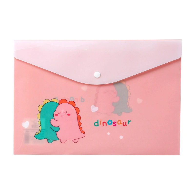 Custom Logo Printed Waterproof Cartoon Students School Stuff Document Books Packaging Envelope Clear Plastic PVC Pouch Storage File Folder Bag with Buckle