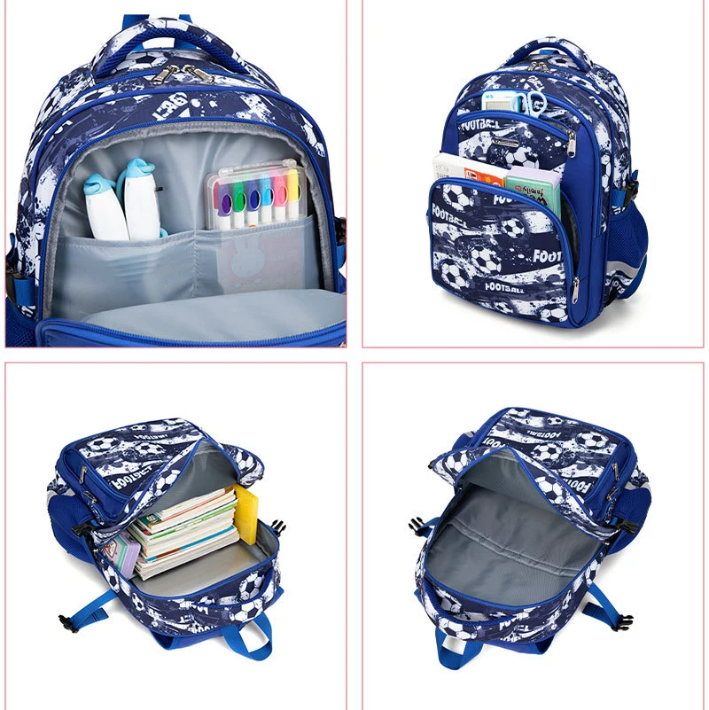 Custom Printed Football School Bag Large Capacity Kids Shool Bag for Boys and Girls