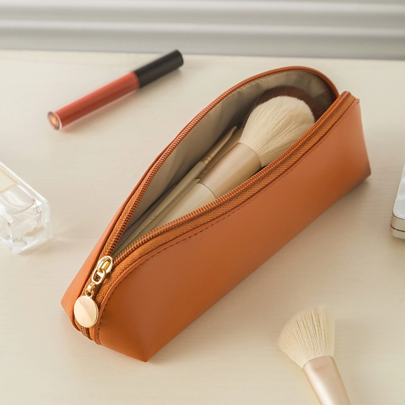 Ins Style Custom Color Makeup Bags Vintage Large Capacity Leather Brush Bag