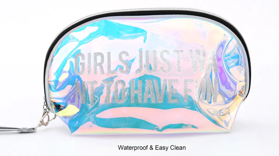 Holographic Makeup Bag Iridescent Waterproof Organizer with Shell Shape