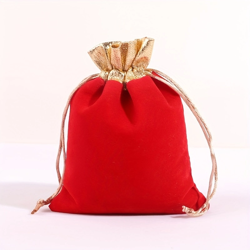 Wholesale Flannel Drawstring Bag Jewelry Velvet Pouch for Candy Gift Packaging Bag