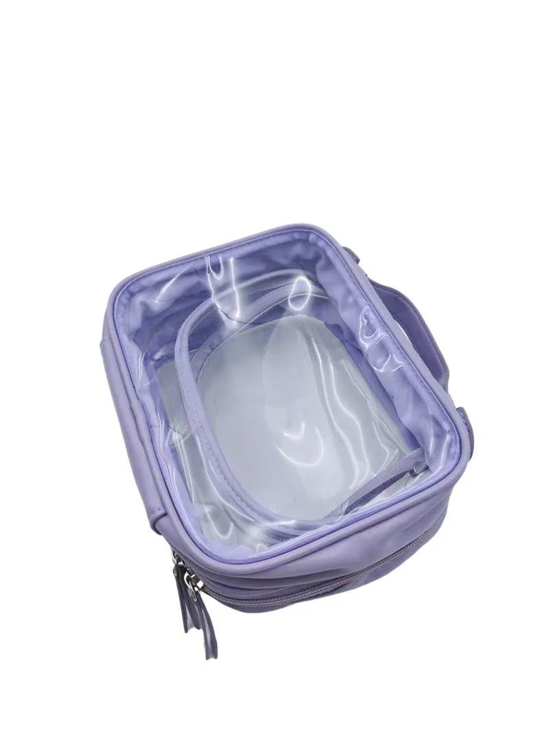 Fashion Clear PVC with Soft PU Trim Pouch