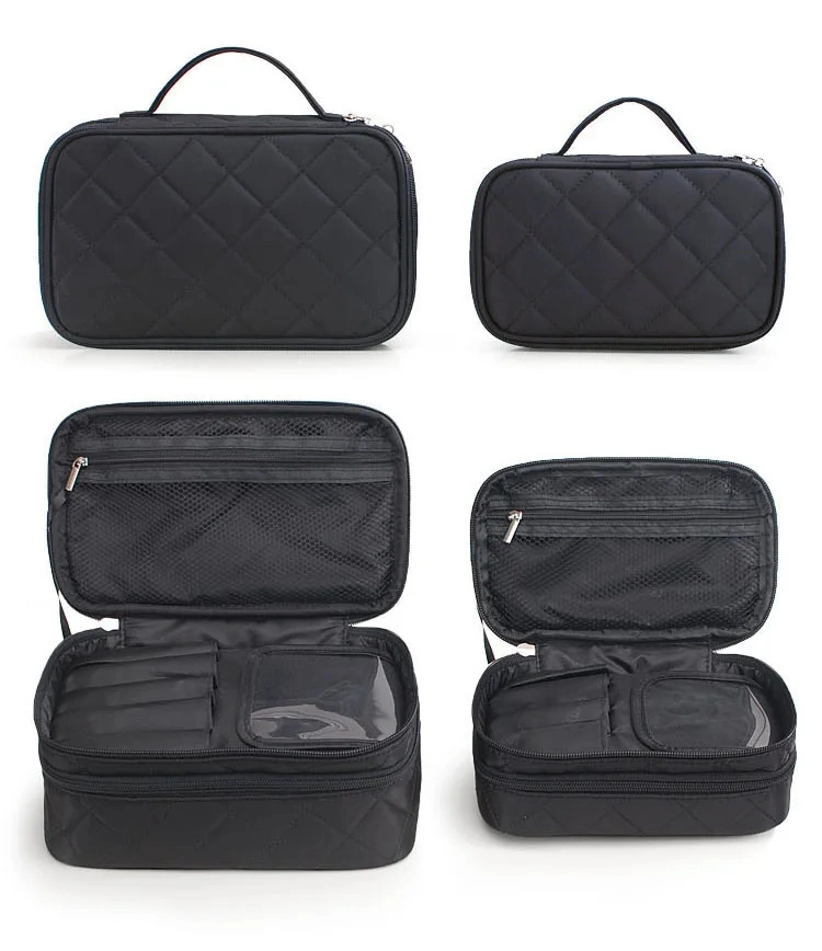 Wholesale Best Price 3 Layer Cosmetic Bag Makeup Bag Brush Bag with Mirror for Women