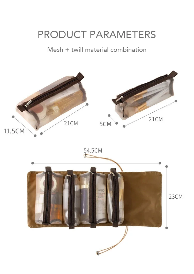 PCS/Set Cosmetic Bag Vintage Designer PVC Mesh Stripe Waterproof Travel Bags Multifunctional Transparent Makeup Storage Bag