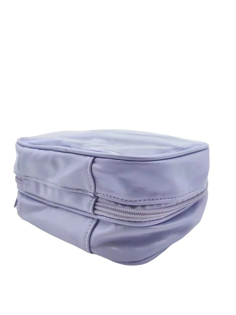 Fashion Clear PVC with Soft PU Trim Pouch