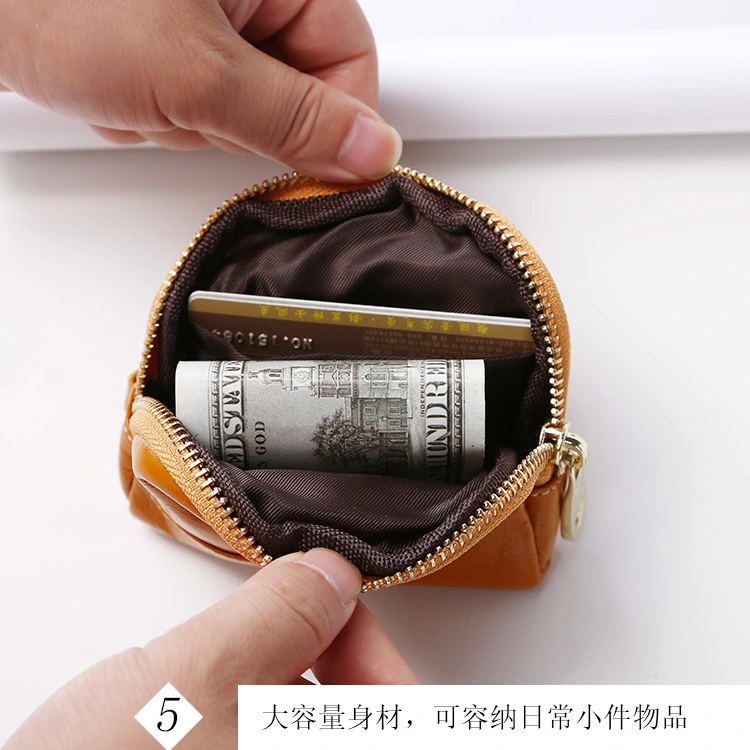 Wholesale Fashion Style Genuine Leather Coin Wallet Multi-Functional Coin Wallet Creative Zipper Key Storage Stylish Small Ladies Bag Card Zipper Mini Pouch