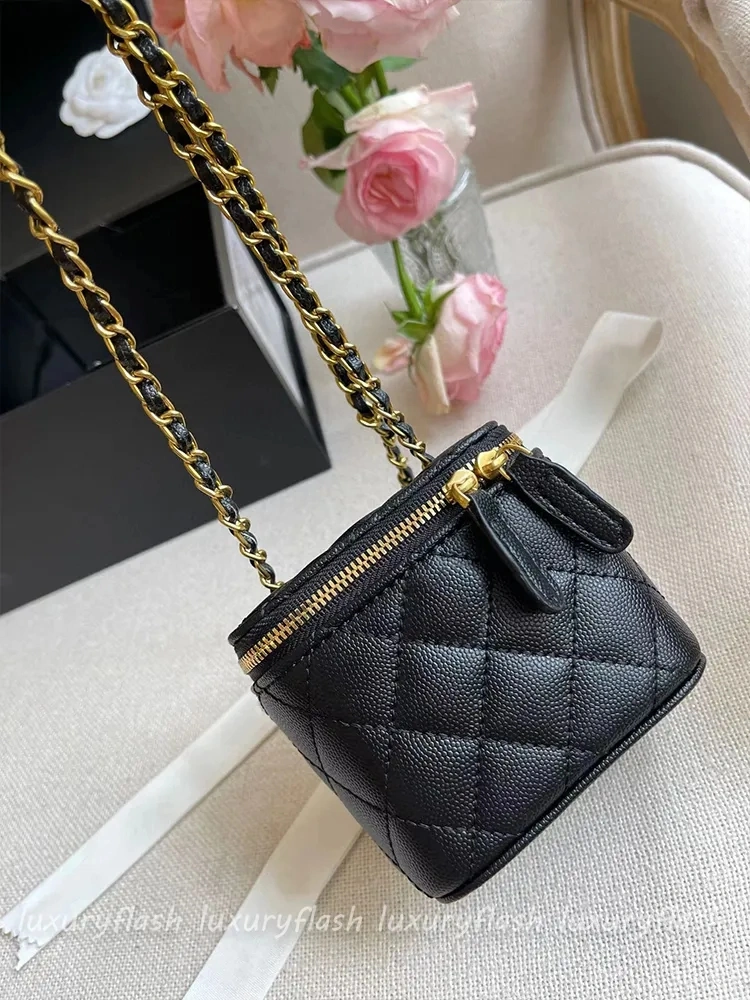 Women Crossbody Bags Shoulder Handbags Designer Luxury Mini Portable Box Cosmetic Lipstick Bag Sheepskin Black Ladies Fashion Small Purses Golden Ball Chain