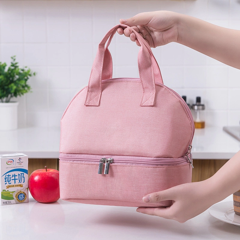 2021 Hot Sale Food Cooler Bag Insulation Fruit Fresh Keeping Breastmilk Double-Deck Oxford Cloth Cooler Bag for Lunch
