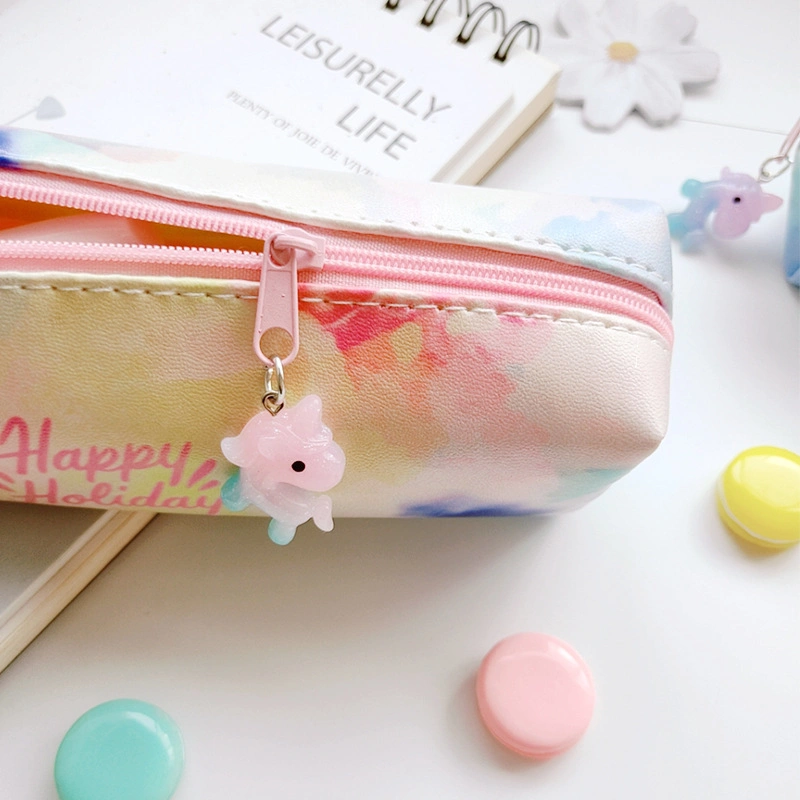 Pink Color PU Pouch Back-to-School Pencil Bag Stationery Pouch
