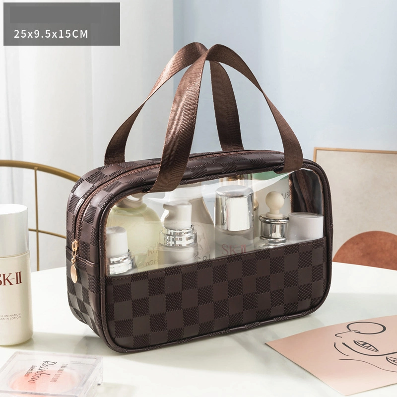 Clear Makeup Organizer Pouches Tote Travel Zipper Clear Transparent PVC Cosmetic Bag with Handle