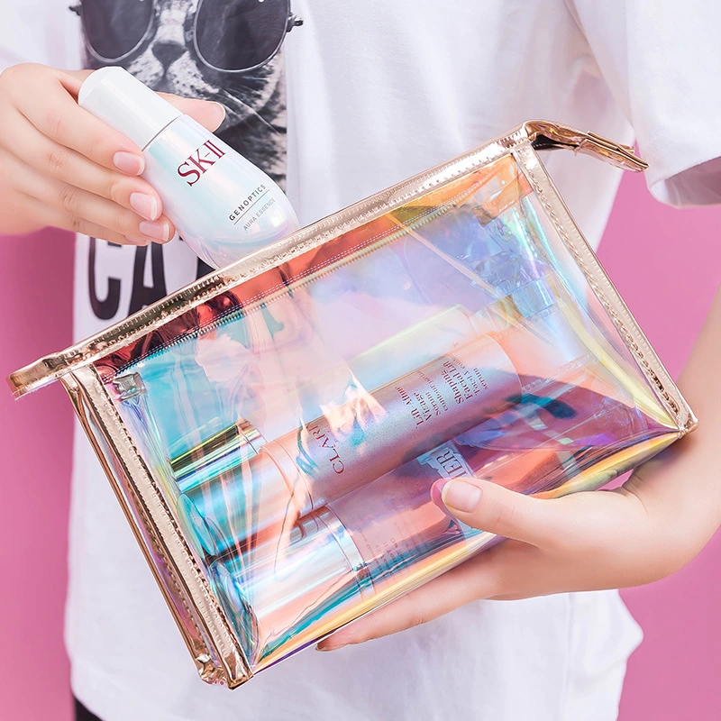 High-Quality PU Fabric Clear PVC Small Bag Female Toilet Bag Women Designer Fashion Ladies Bag Cosmetic Bag (MFN5001)