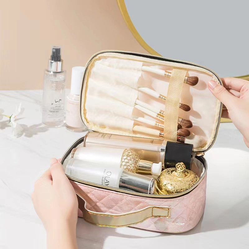 Large Capacity Ladies Leather Wash Case Bag Waterproof Makeup Cosmetic Organizer Bag for Travel